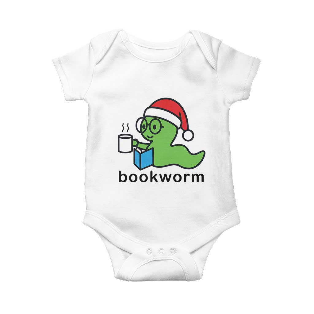 Bookworm Christmas Baby Onesie Reading Book Lover TS14 White Print Your Wear