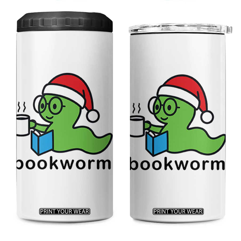 Bookworm Christmas 4 in 1 Can Cooler Tumbler Reading Book Lover TS14 One Size: 16 oz White Print Your Wear