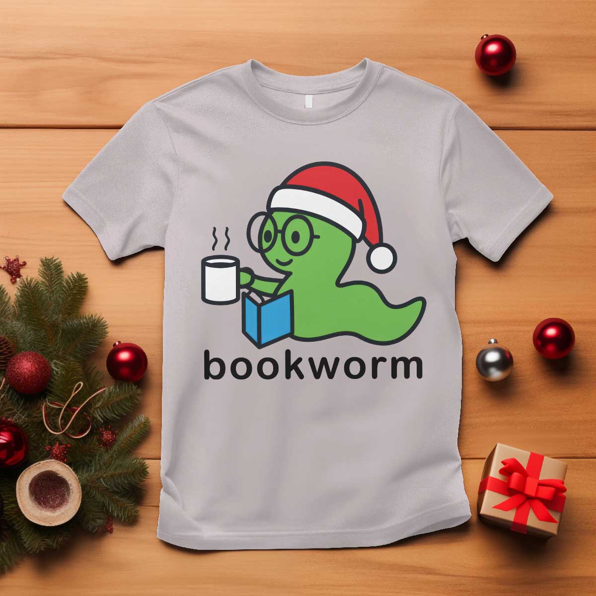 Bookworm Christmas T Shirt Reading Book Lover TS14 Ice Gray Print Your Wear