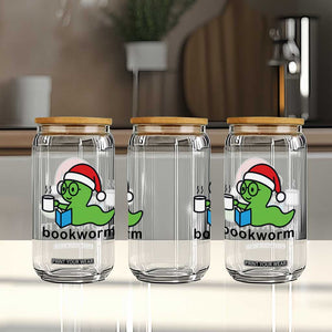 Bookworm Christmas Glass Can Reading Book Lover TS14 Print Your Wear