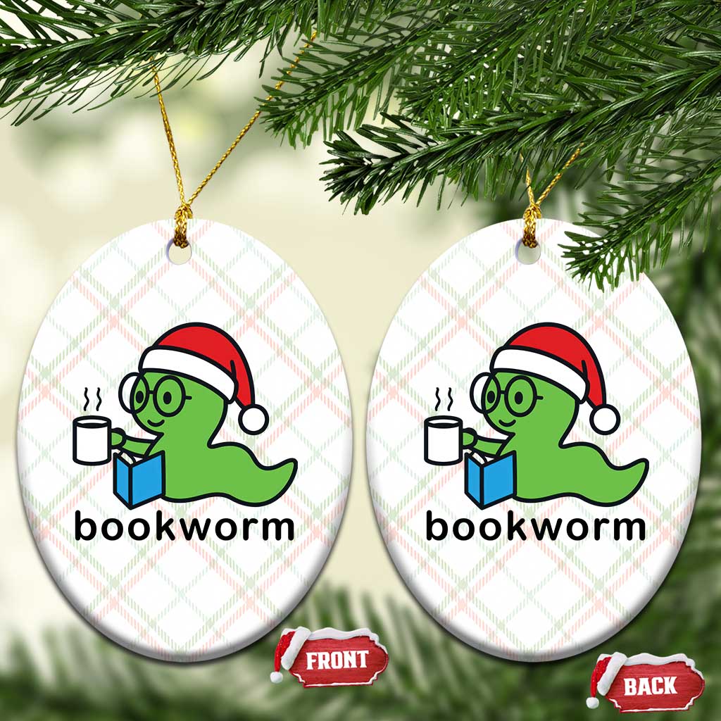 Bookworm Christmas Ceramic Ornament Reading Book Lover TS14 Print Your Wear