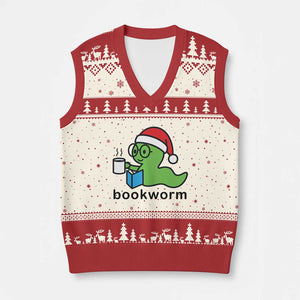 Bookworm Xmas V-Neck Knit Sweater Vest Reading Book Lover TS14 Beige Red Print Your Wear