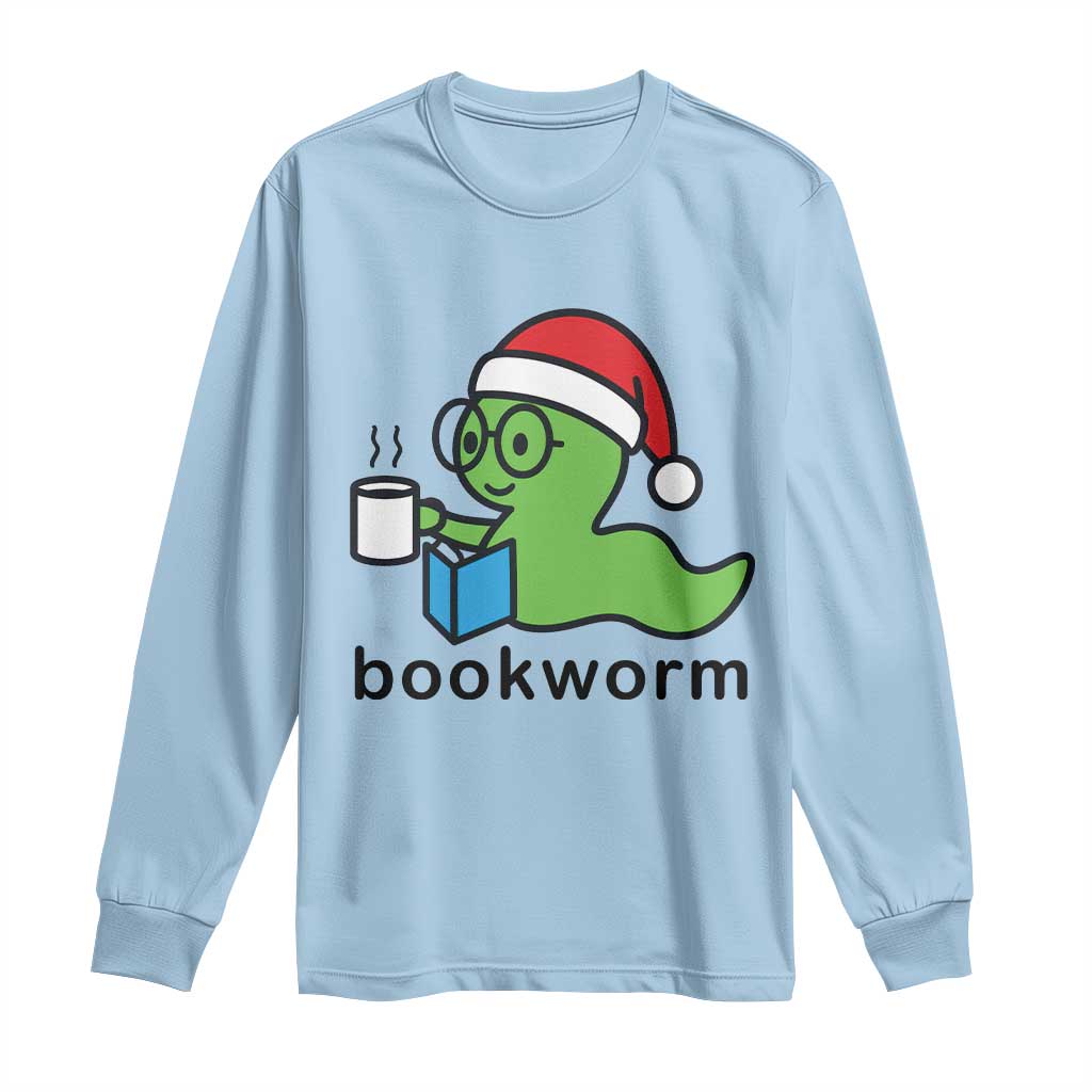 Bookworm Christmas Long Sleeve Shirt Reading Book Lover TS14 Light Blue Print Your Wear