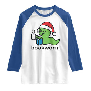 Bookworm Christmas Raglan Shirt Reading Book Lover TS14 White Royal Print Your Wear