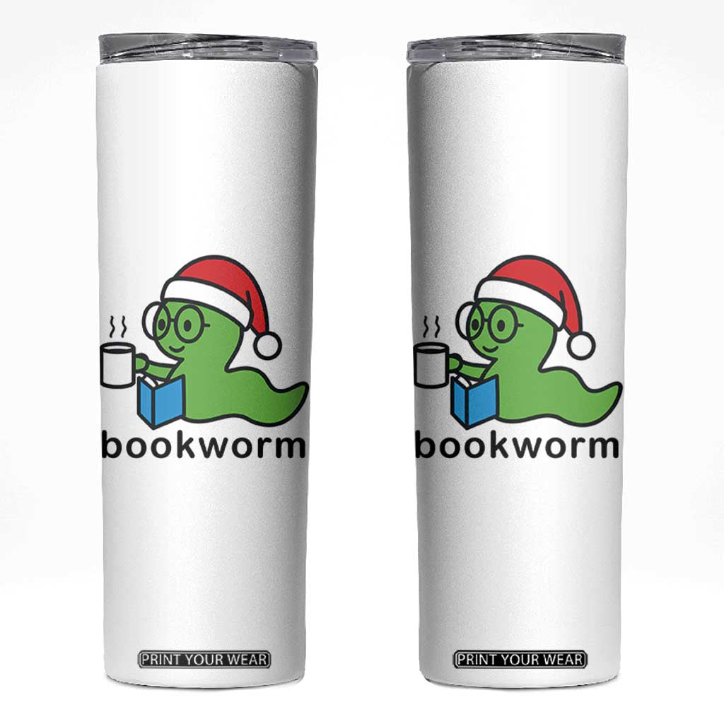 Bookworm Christmas Skinny Tumbler Reading Book Lover TS14 White Print Your Wear