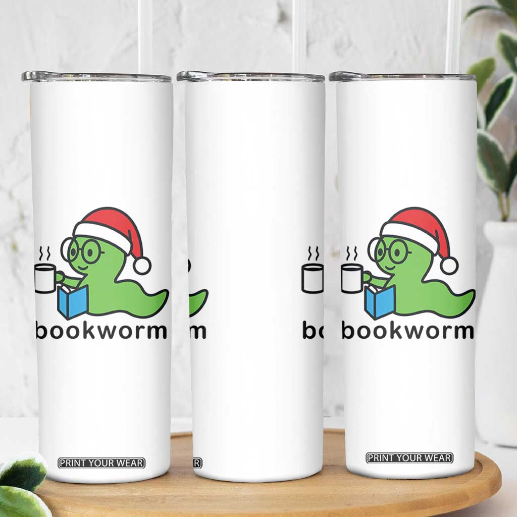 Bookworm Christmas Skinny Tumbler Reading Book Lover TS14 Print Your Wear