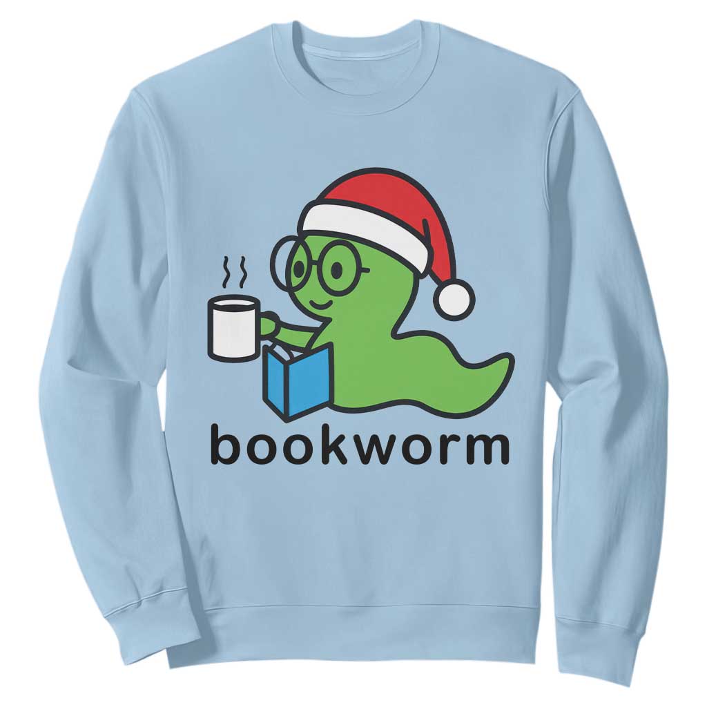 Bookworm Christmas Sweatshirt Reading Book Lover TS14 Light Blue Print Your Wear