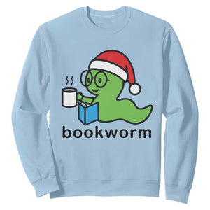 Bookworm Christmas Sweatshirt Reading Book Lover TS14 Light Blue Print Your Wear