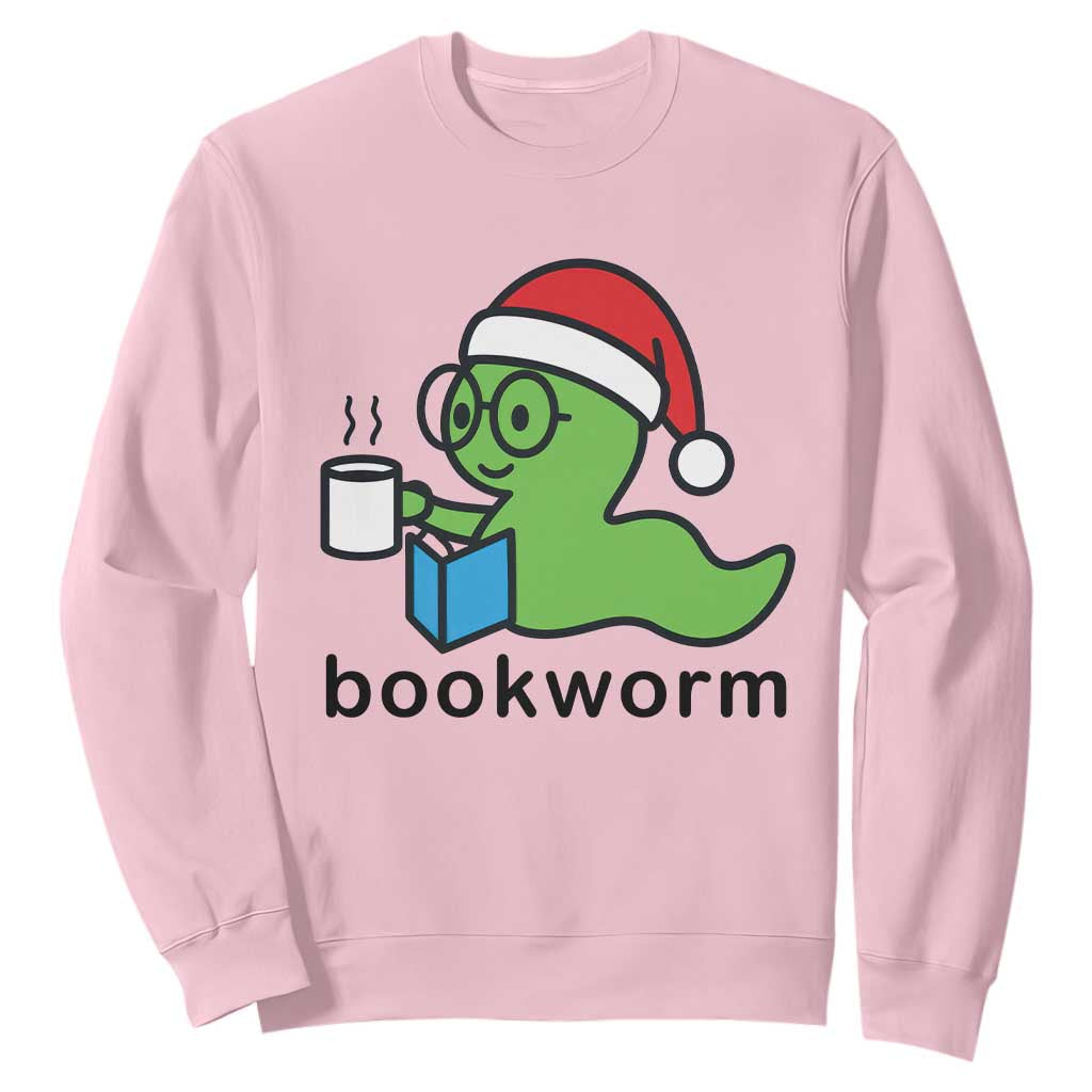 Bookworm Christmas Sweatshirt Reading Book Lover TS14 Light Pink Print Your Wear