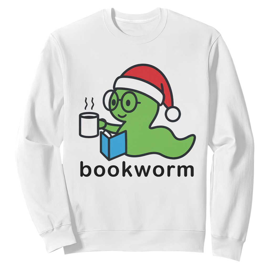 Bookworm Christmas Sweatshirt Reading Book Lover TS14 White Print Your Wear