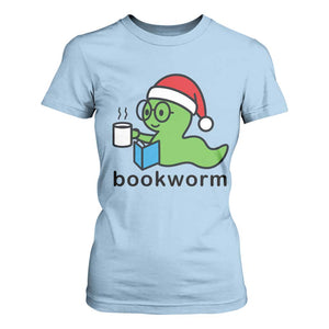 Bookworm Christmas T Shirt For Women Reading Book Lover TS14 Light Blue Print Your Wear