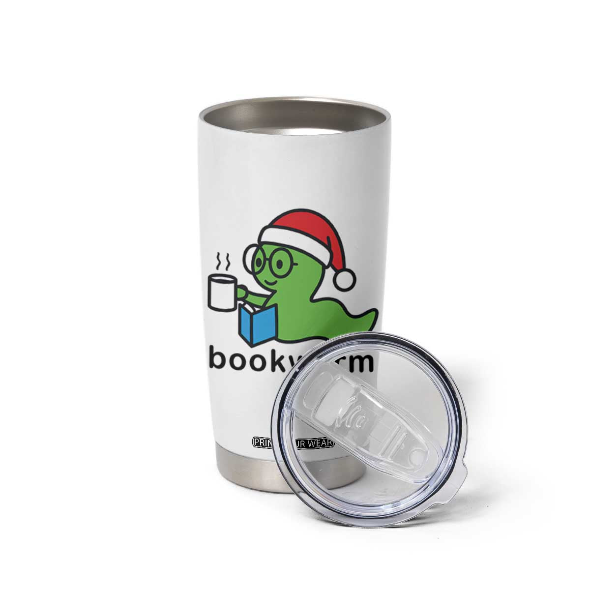 Bookworm Christmas Tumbler Cup Reading Book Lover TS14 Print Your Wear