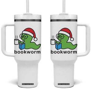 Bookworm Christmas Tumbler With Handle Reading Book Lover TS14 One Size: 40 oz White Print Your Wear