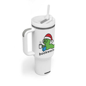 Bookworm Christmas Tumbler With Handle Reading Book Lover TS14 Print Your Wear