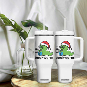 Bookworm Christmas Tumbler With Handle Reading Book Lover TS14 Print Your Wear