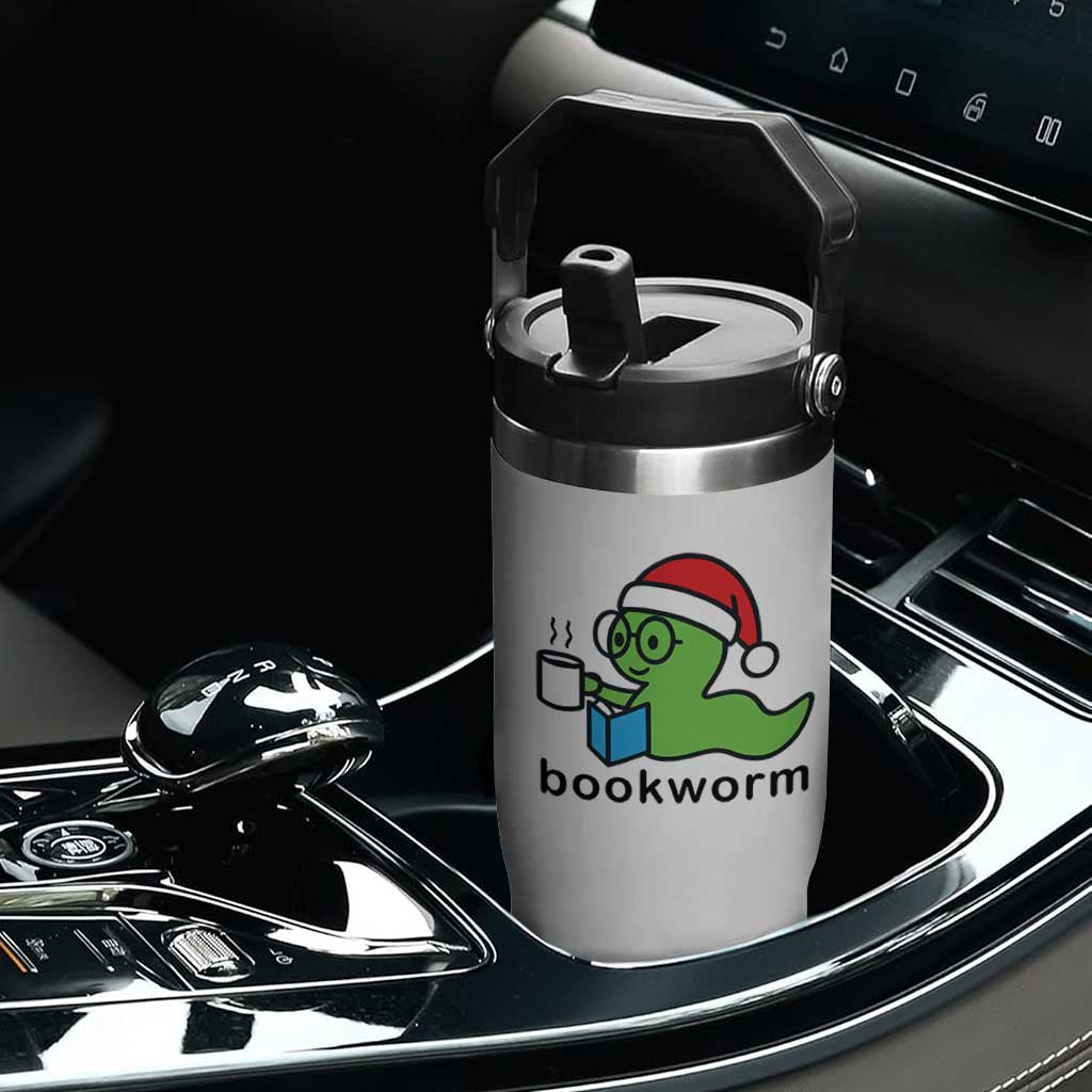 Bookworm Christmas Flip Straw Tumbler Reading Book Lover TS14 Print Your Wear