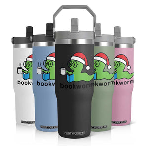 Bookworm Christmas Flip Straw Tumbler Reading Book Lover TS14 Print Your Wear