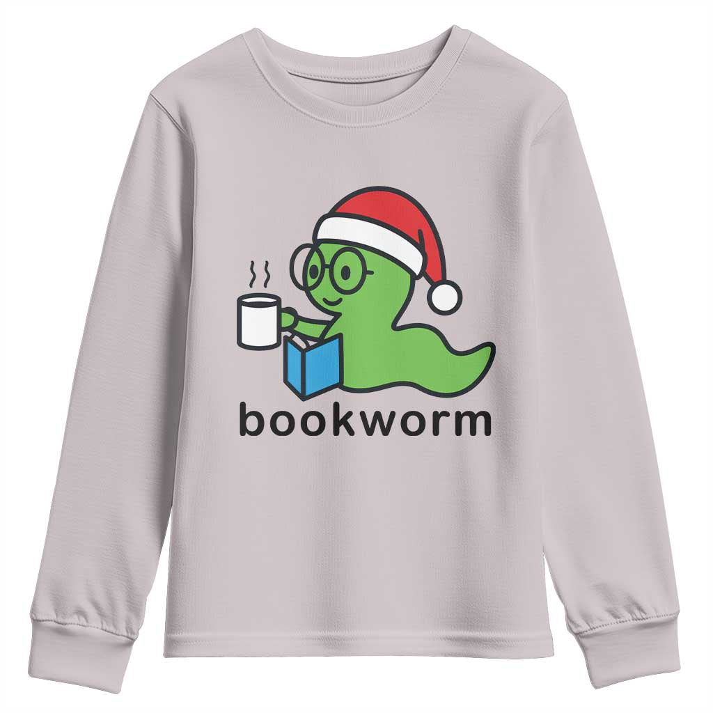 Bookworm Christmas Youth Sweatshirt Reading Book Lover TS14 Ice Gray Print Your Wear