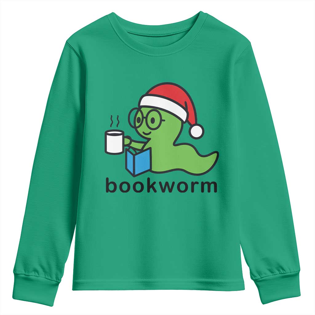 Bookworm Christmas Youth Sweatshirt Reading Book Lover TS14 Irish Green Print Your Wear