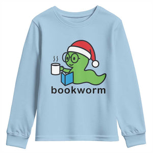 Bookworm Christmas Youth Sweatshirt Reading Book Lover TS14 Light Blue Print Your Wear