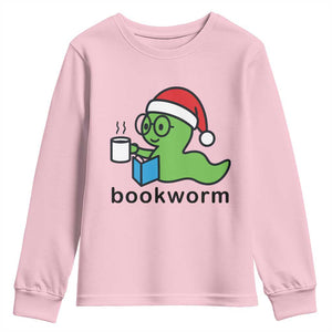 Bookworm Christmas Youth Sweatshirt Reading Book Lover TS14 Light Pink Print Your Wear