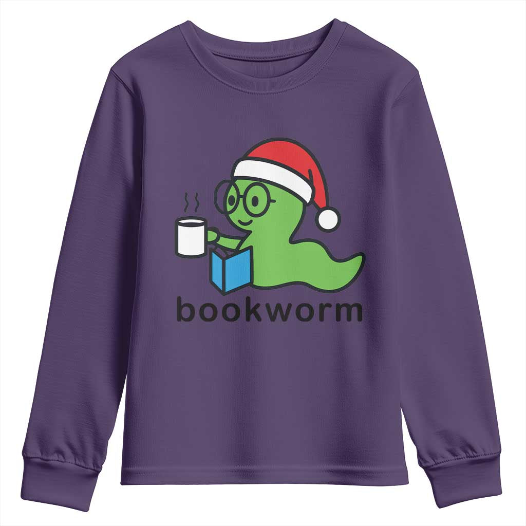 Bookworm Christmas Youth Sweatshirt Reading Book Lover TS14 Purple Print Your Wear