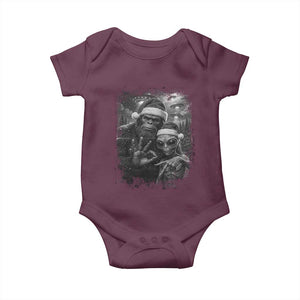 67 Six Seven Bigfoot Christmas Baby Onesie Sasquatch Ailen Selfie UFO Meme TS14 Maroon Print Your Wear
