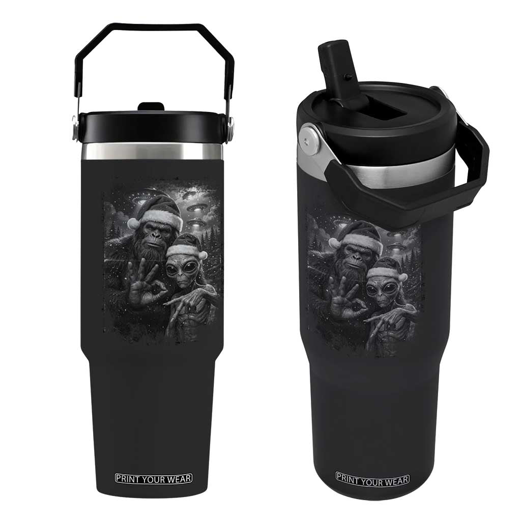 67 Six Seven Bigfoot Christmas Flip Straw Tumbler Sasquatch Ailen Selfie UFO Meme TS14 One Size: 30 oz Black Print Your Wear