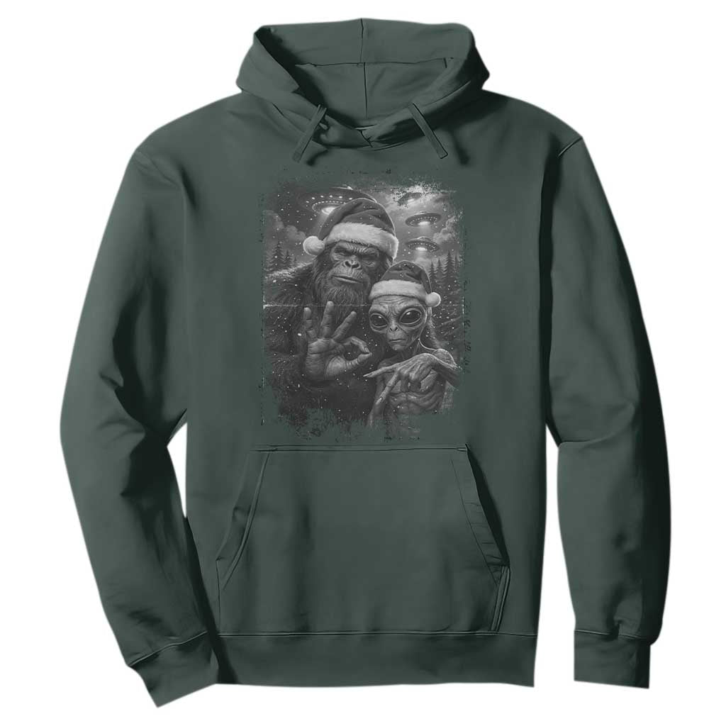 67 Six Seven Bigfoot Christmas Hoodie Sasquatch Ailen Selfie UFO Meme TS14 Dark Forest Green Print Your Wear