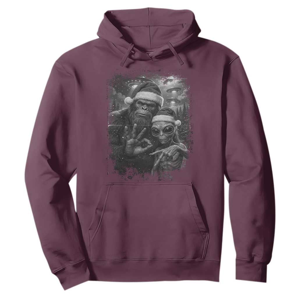 67 Six Seven Bigfoot Christmas Hoodie Sasquatch Ailen Selfie UFO Meme TS14 Maroon Print Your Wear
