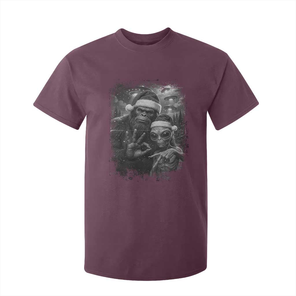 67 Six Seven Bigfoot Christmas T Shirt For Kid Sasquatch Ailen Selfie UFO Meme TS14 Maroon Print Your Wear
