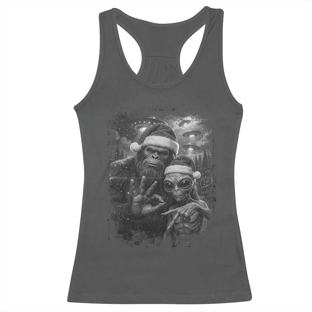 67 Six Seven Bigfoot Christmas Racerback Tank Top Sasquatch Ailen Selfie UFO Meme TS14 Dark Heather Print Your Wear