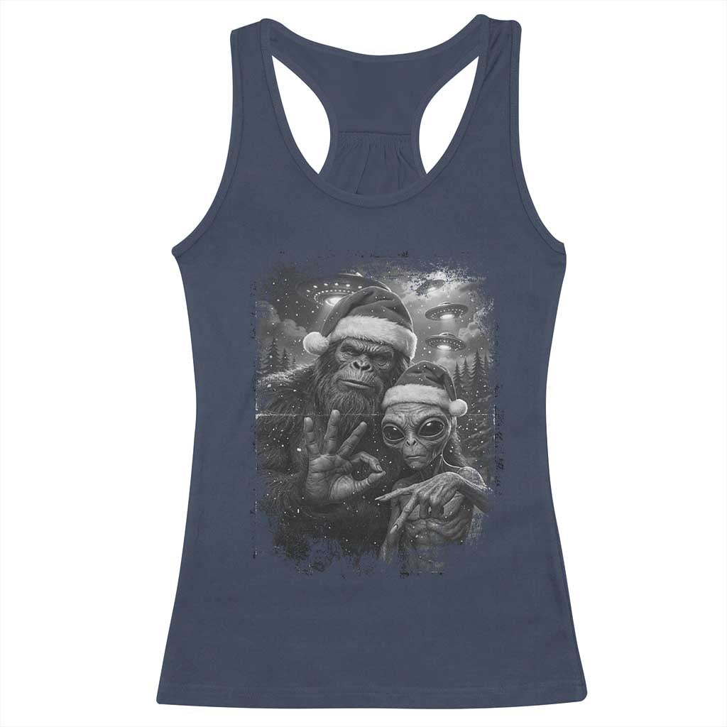 67 Six Seven Bigfoot Christmas Racerback Tank Top Sasquatch Ailen Selfie UFO Meme TS14 Navy Print Your Wear