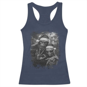 67 Six Seven Bigfoot Christmas Racerback Tank Top Sasquatch Ailen Selfie UFO Meme TS14 Navy Print Your Wear