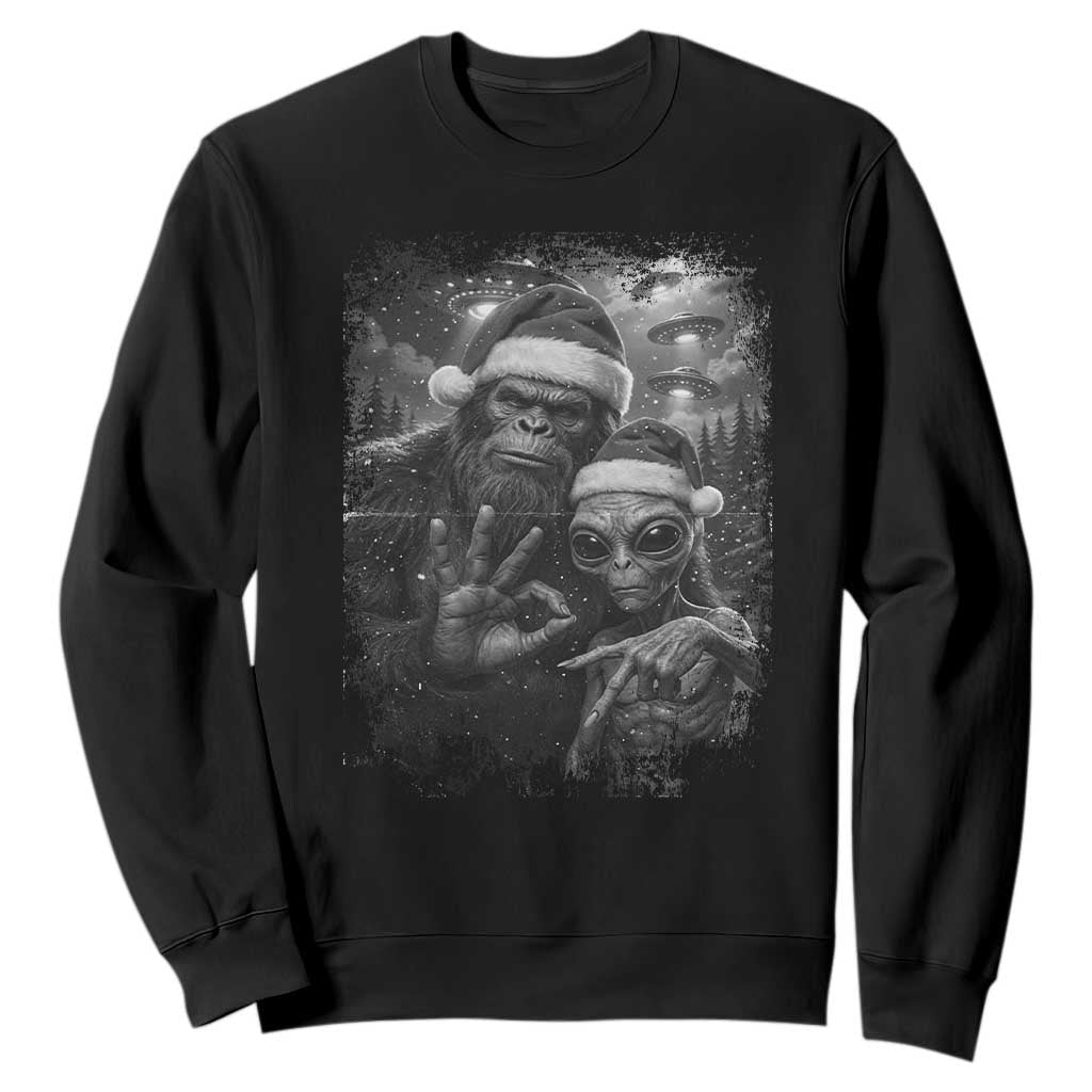 67 Six Seven Bigfoot Christmas Sweatshirt Sasquatch Ailen Selfie UFO Meme TS14 Black Print Your Wear