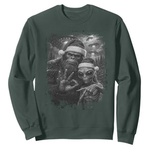 67 Six Seven Bigfoot Christmas Sweatshirt Sasquatch Ailen Selfie UFO Meme TS14 Dark Forest Green Print Your Wear