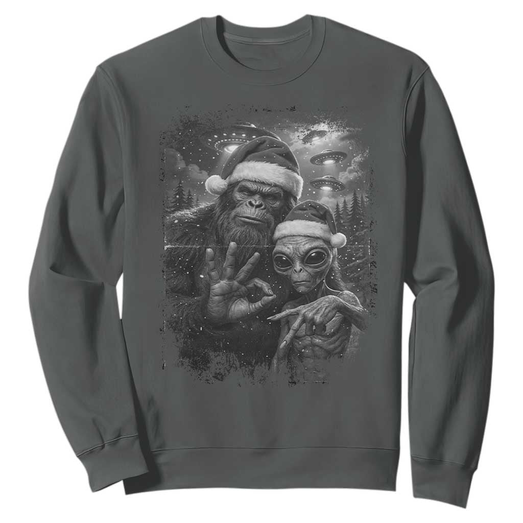67 Six Seven Bigfoot Christmas Sweatshirt Sasquatch Ailen Selfie UFO Meme TS14 Dark Heather Print Your Wear