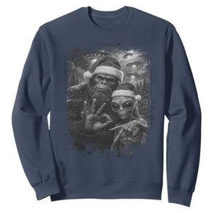 67 Six Seven Bigfoot Christmas Sweatshirt Sasquatch Ailen Selfie UFO Meme TS14 Navy Print Your Wear