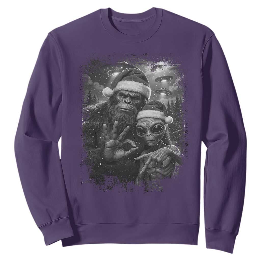 67 Six Seven Bigfoot Christmas Sweatshirt Sasquatch Ailen Selfie UFO Meme TS14 Purple Print Your Wear