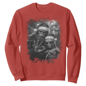 67 Six Seven Bigfoot Christmas Sweatshirt Sasquatch Ailen Selfie UFO Meme TS14 Red Print Your Wear