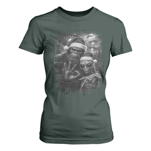67 Six Seven Bigfoot Christmas T Shirt For Women Sasquatch Ailen Selfie UFO Meme TS14 Dark Forest Green Print Your Wear