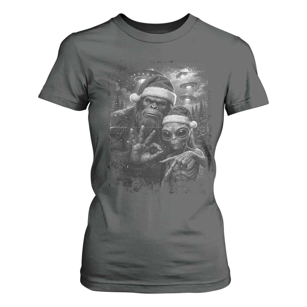 67 Six Seven Bigfoot Christmas T Shirt For Women Sasquatch Ailen Selfie UFO Meme TS14 Dark Heather Print Your Wear