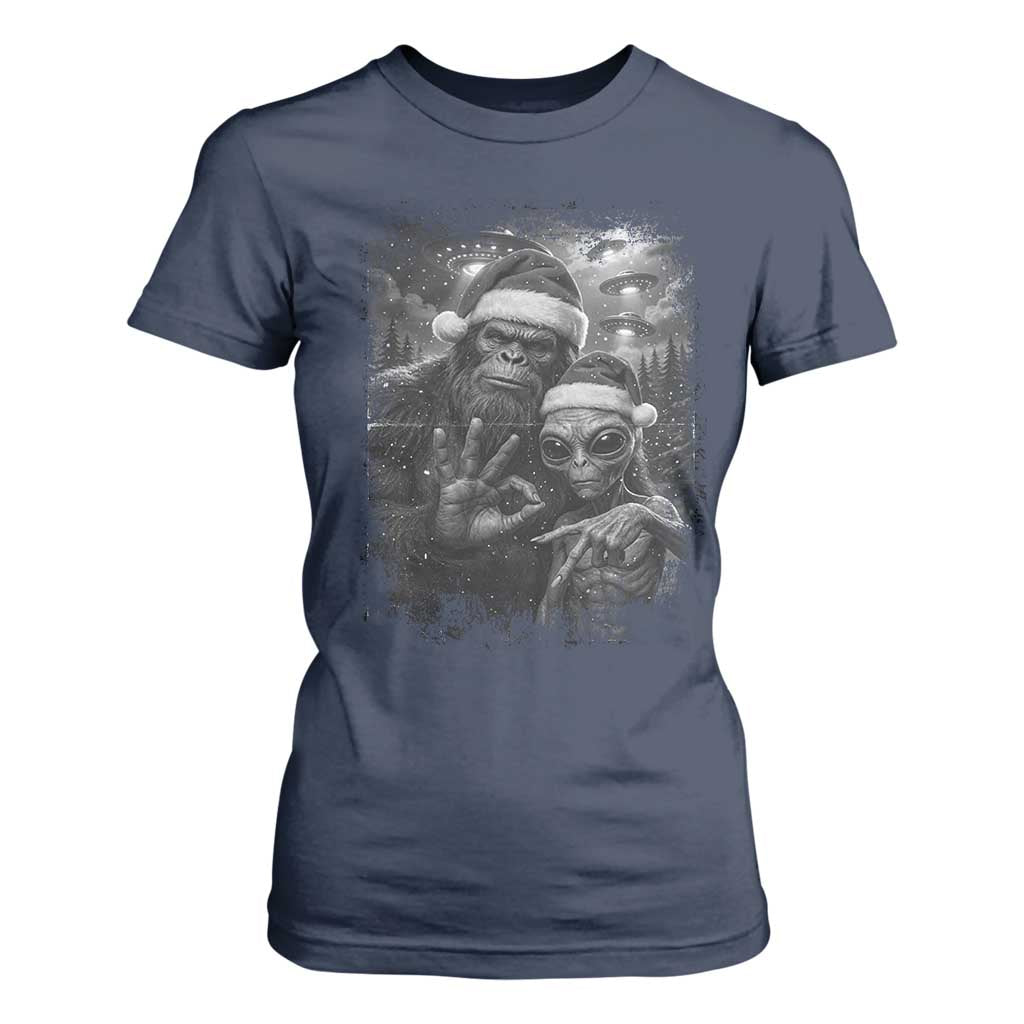 67 Six Seven Bigfoot Christmas T Shirt For Women Sasquatch Ailen Selfie UFO Meme TS14 Navy Print Your Wear