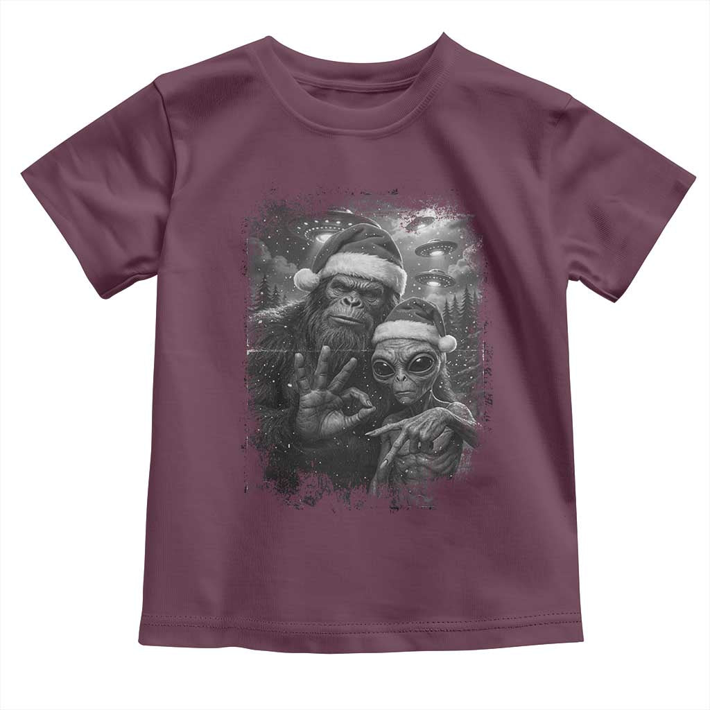 67 Six Seven Bigfoot Christmas Toddler T Shirt Sasquatch Ailen Selfie UFO Meme TS14 Maroon Print Your Wear
