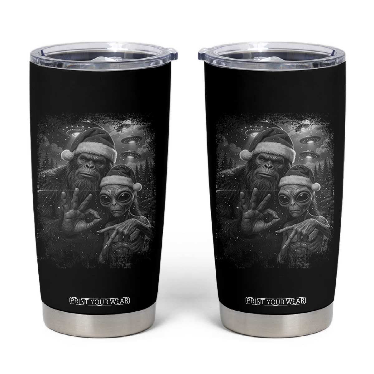 67 Six Seven Bigfoot Christmas Tumbler Cup Sasquatch Ailen Selfie UFO Meme TS14 Black Print Your Wear