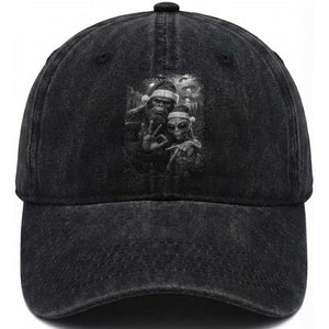 67 Six Seven Bigfoot Christmas Washed Cotton Baseball Cap Sasquatch Ailen Selfie UFO Meme TS14 Washed Cap Universal Fit Black Print Your Wear