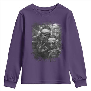 67 Six Seven Bigfoot Christmas Youth Sweatshirt Sasquatch Ailen Selfie UFO Meme TS14 Purple Print Your Wear