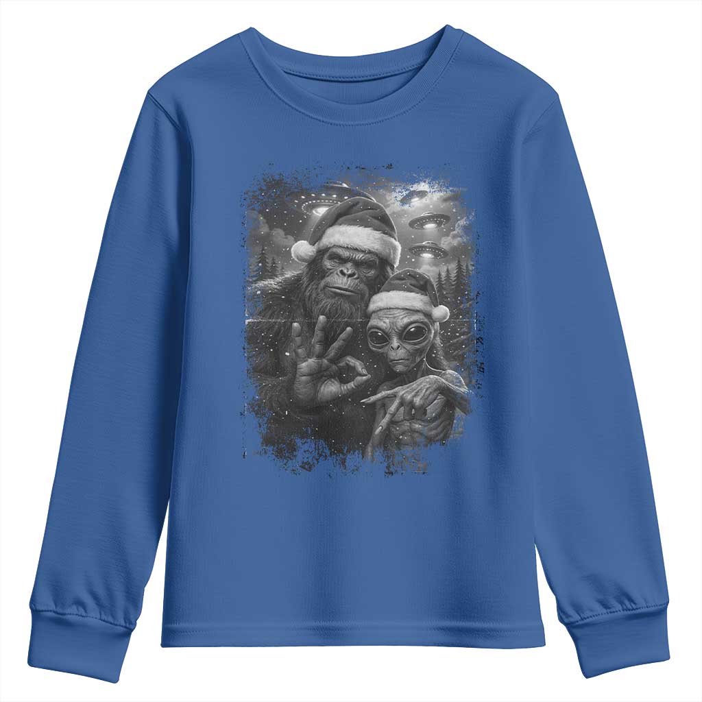 67 Six Seven Bigfoot Christmas Youth Sweatshirt Sasquatch Ailen Selfie UFO Meme TS14 Royal Blue Print Your Wear