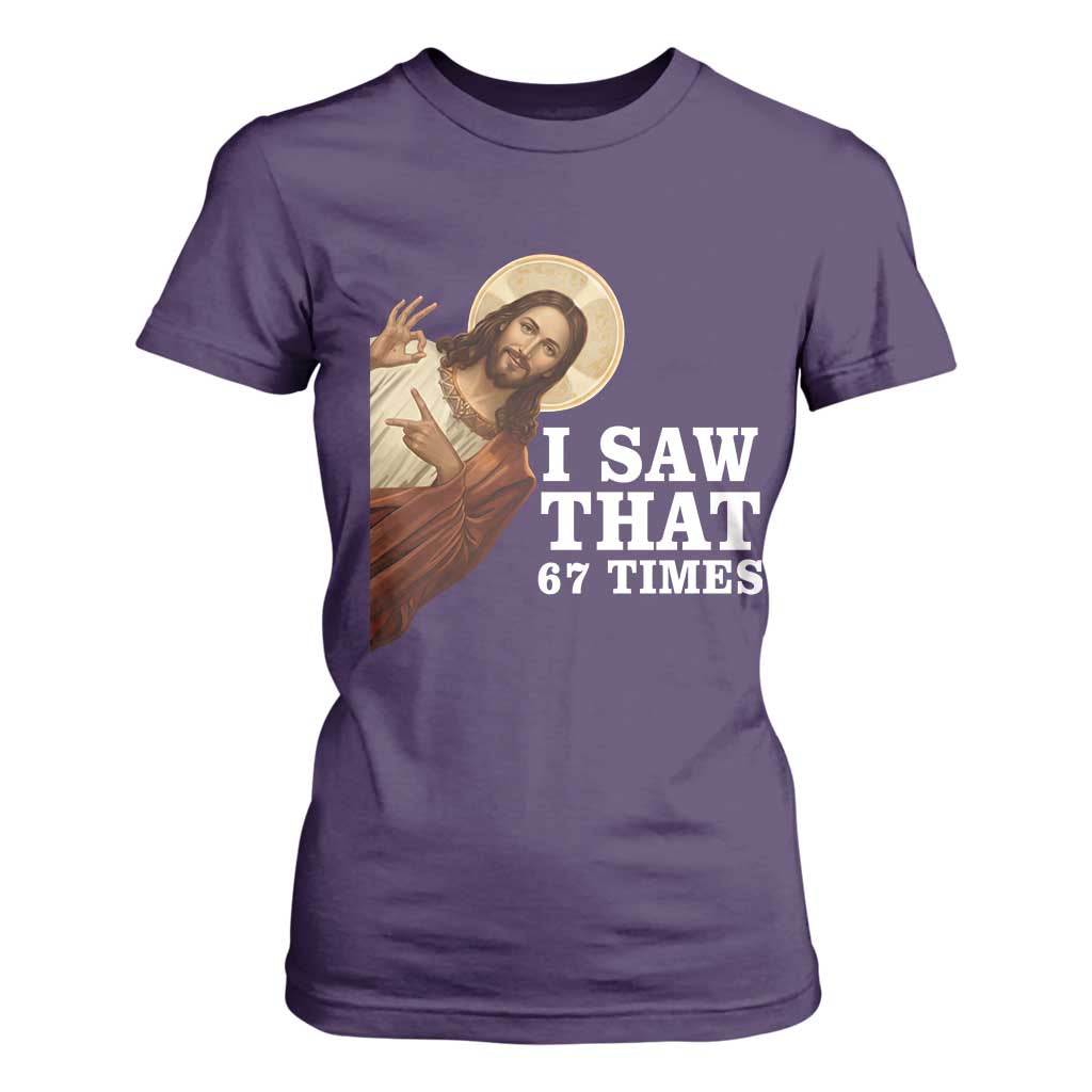 Funny Six Seven Meme T Shirt For Women I Saw That 67 Times TS14 Purple Print Your Wear
