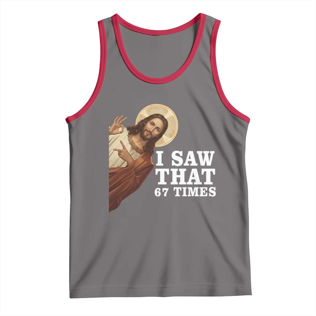 Funny Six Seven Meme Tank Top I Saw That 67 Times TS14 Deep Heather Red Print Your Wear